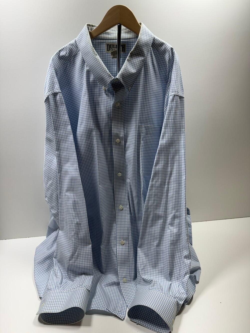 Duluth Trading Co Long Sleeve Button Front Shirt Sz 4XL Blue White Plaid Casual